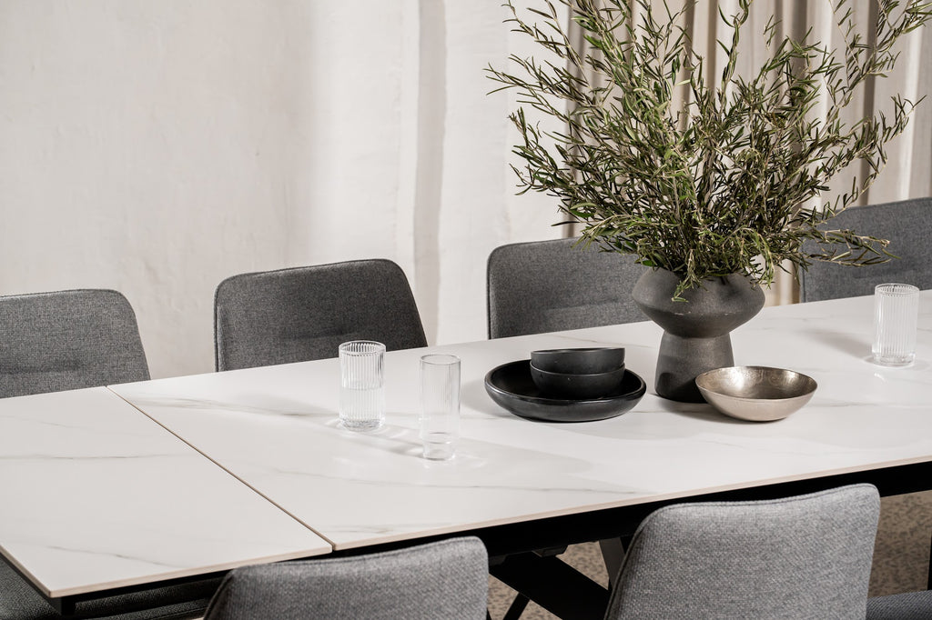 Newcastle Extension Dining Table Snow White Ceramic - image 5