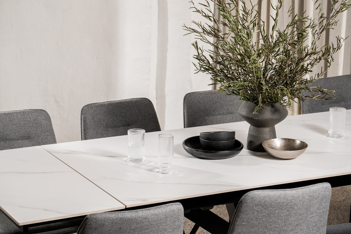 Newcastle Extension Dining Table Snow White Ceramic - image 5