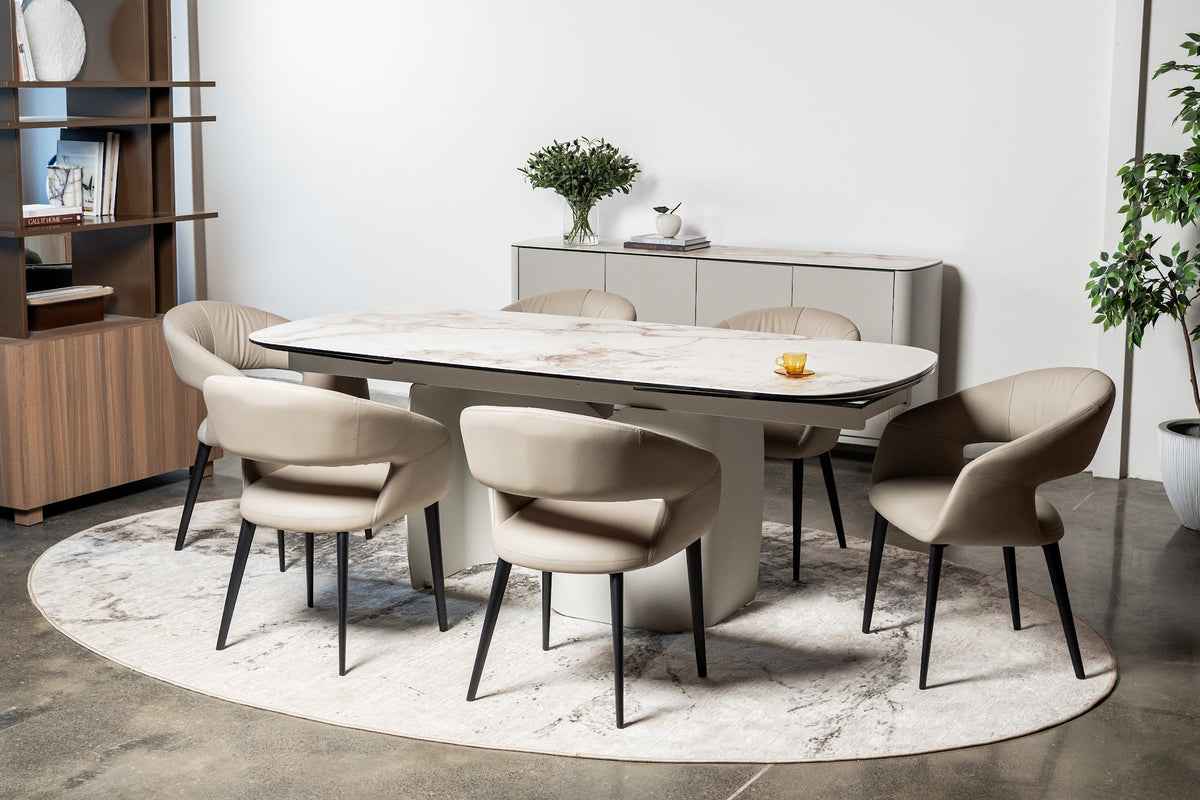 Messina Extension Dining Table Milan White Marble - image 11