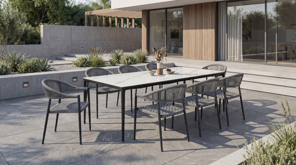 Magnate Outdoor Dining Table White Marble - image 8