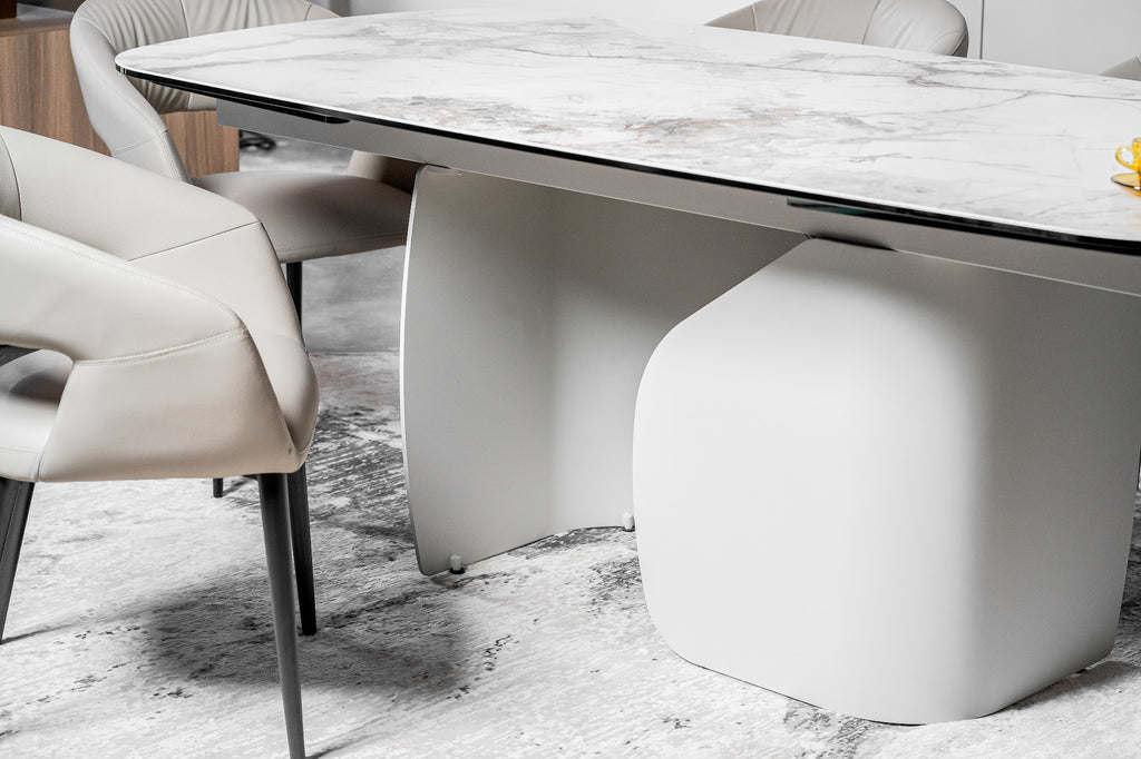 Messina Extension Dining Table Milan White Marble - image 13
