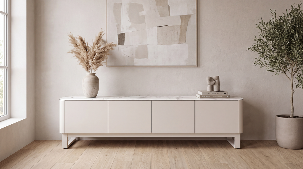 Messina TV Unit Milan White Marble