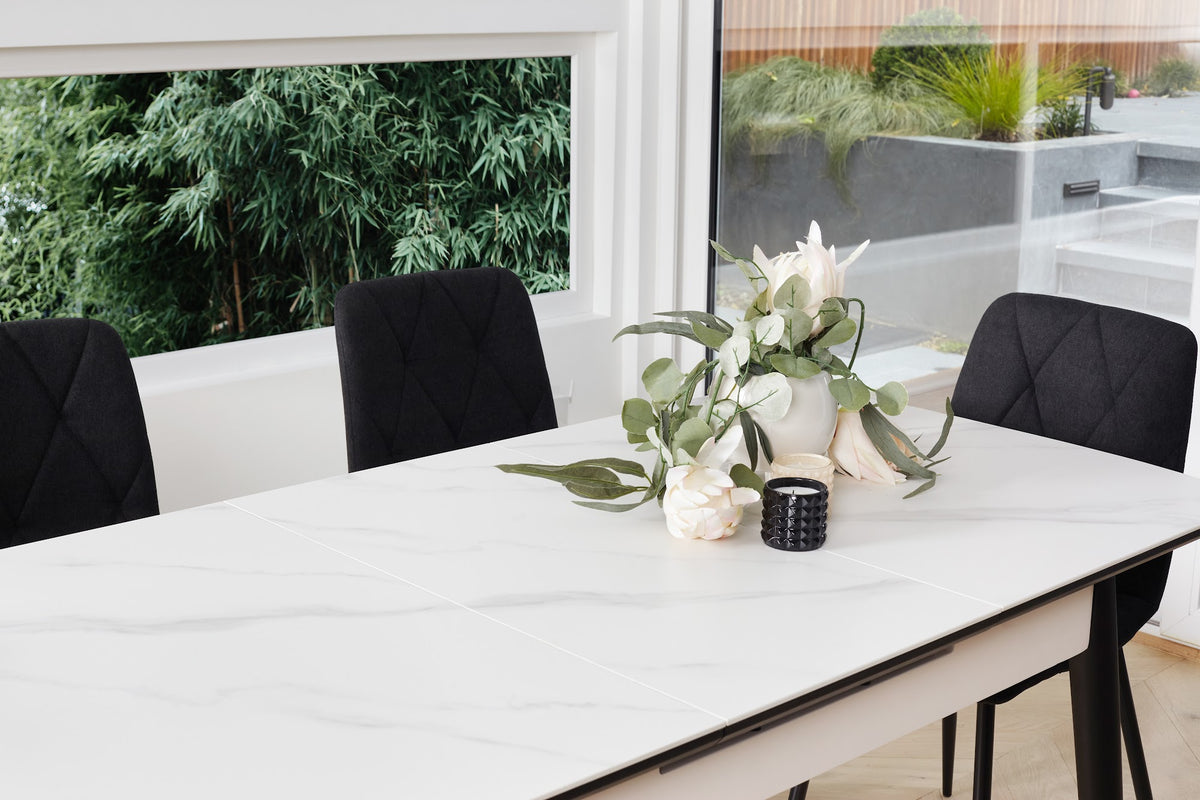 Mila Extension Dining Table Snow White Ceramic - image 11