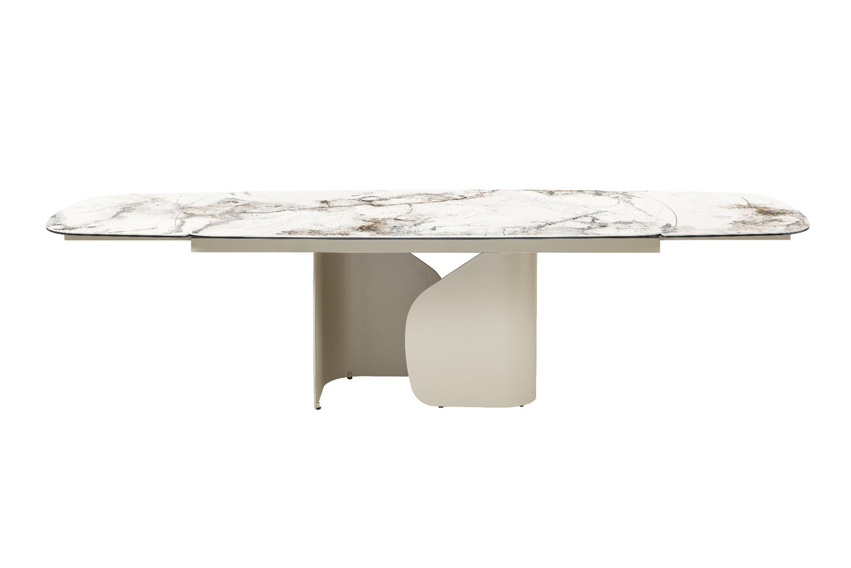 Messina Extension Dining Table Milan White Marble - image 7