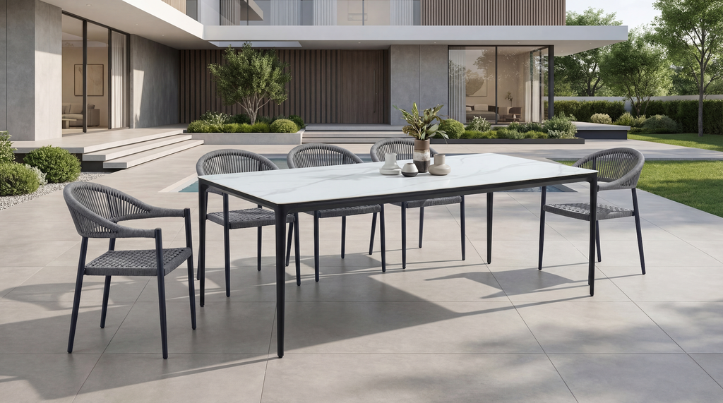 Magnate Outdoor Dining Table White Marble - image 7