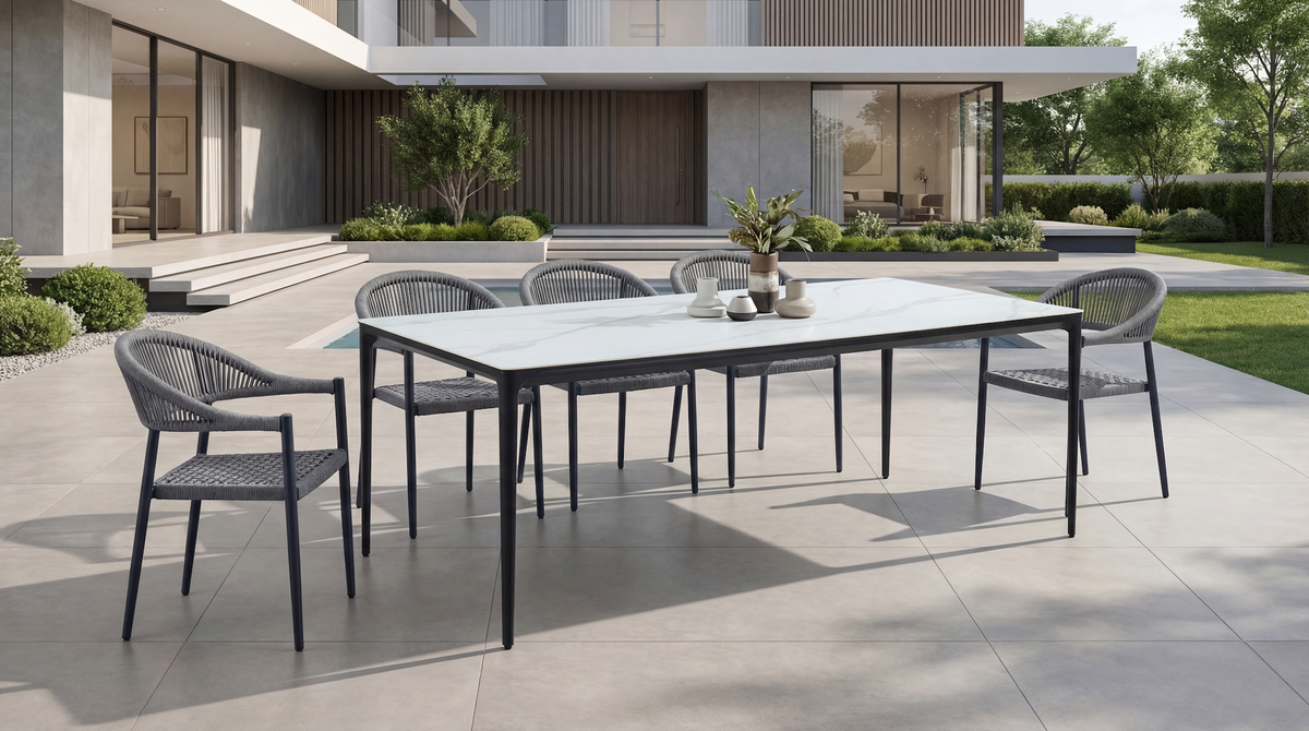 Magnate Outdoor Dining Table White Marble - image 7