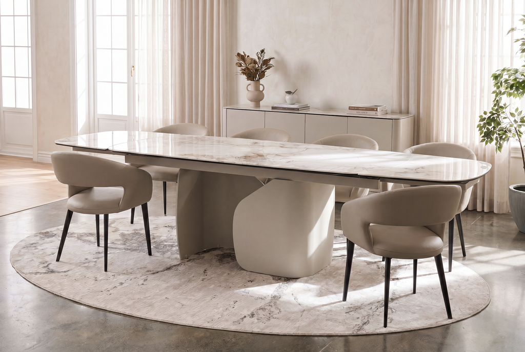 Messina Extension Dining Table Milan White Marble - image 18
