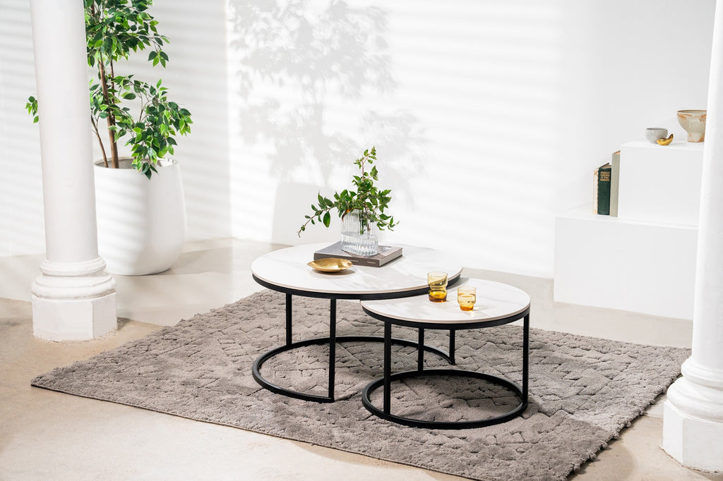 Snow Coffee Table Set Snow White Ceramic - image 3