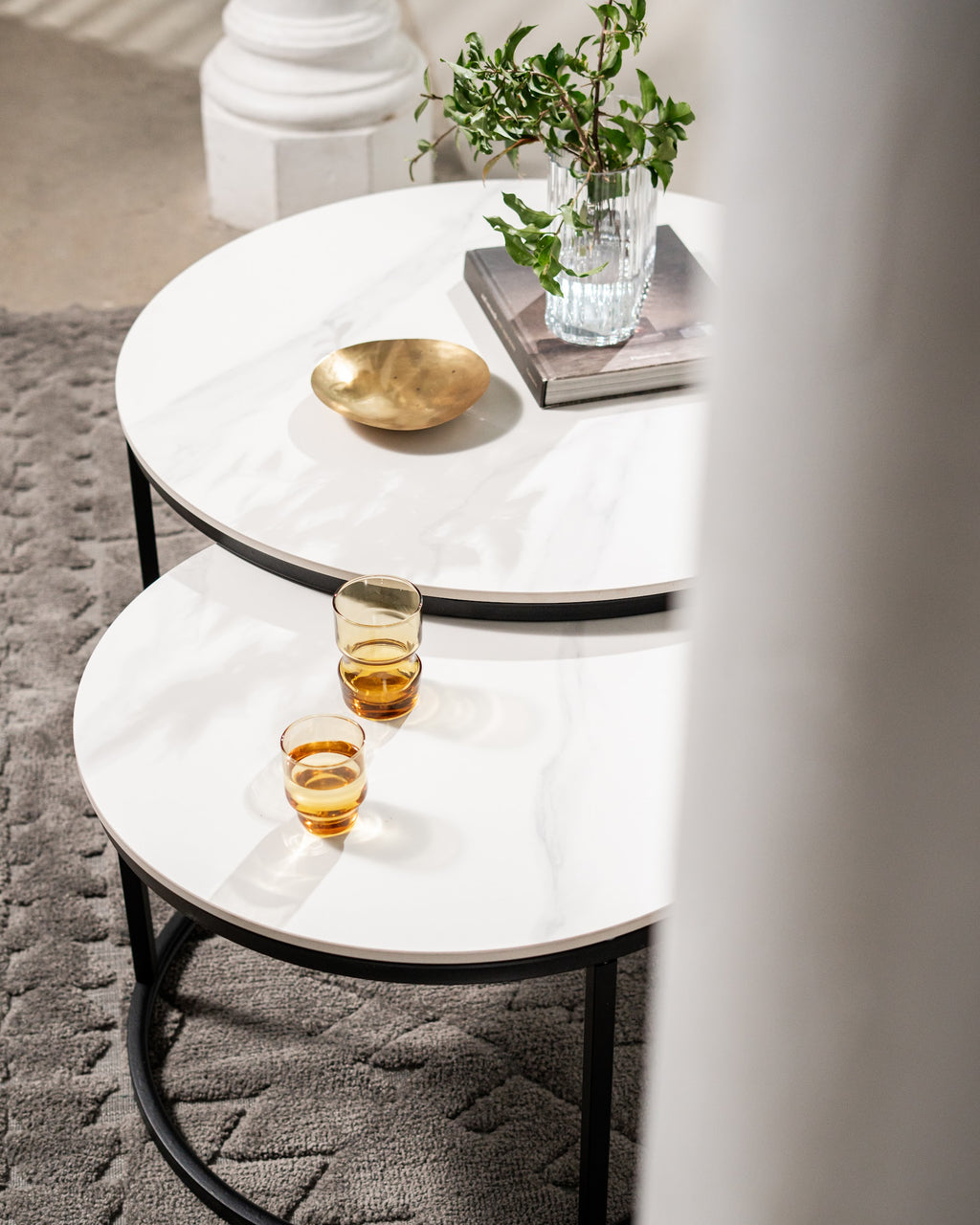 Snow Coffee Table Set Snow White Ceramic - image 5