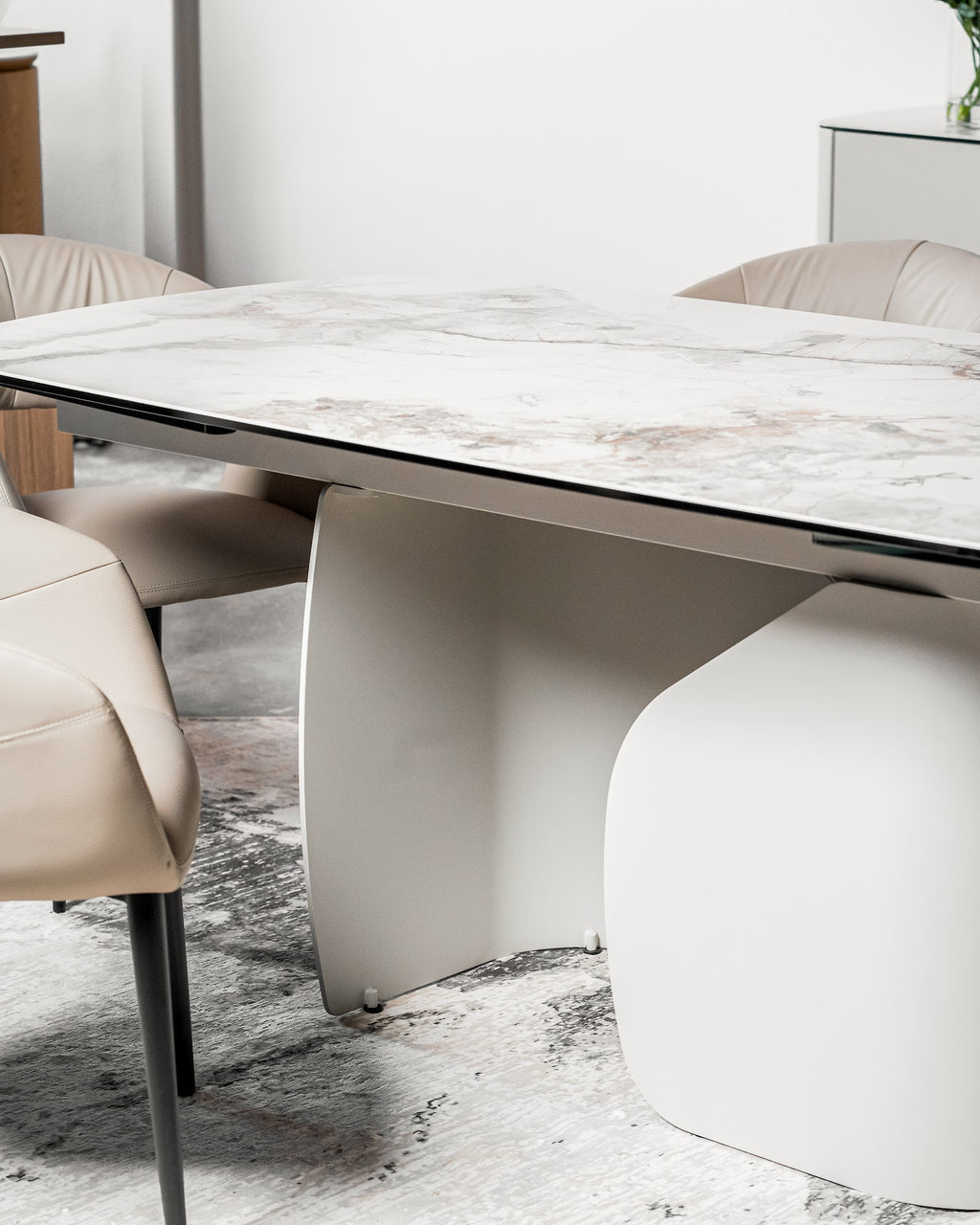 Messina Extension Dining Table Milan White Marble - image 12