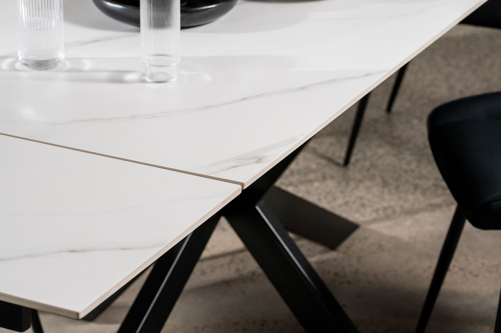 Newcastle Extension Dining Table Snow White Ceramic - image 7