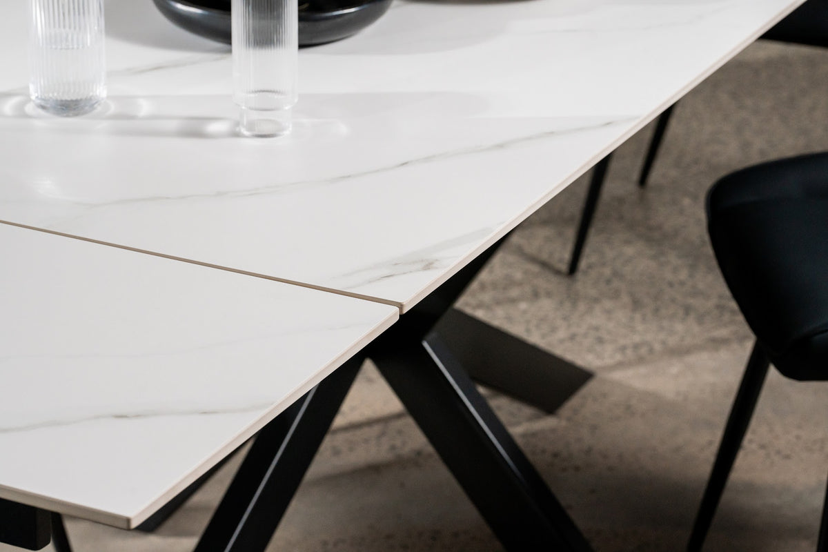 Newcastle Extension Dining Table Snow White Ceramic - image 7