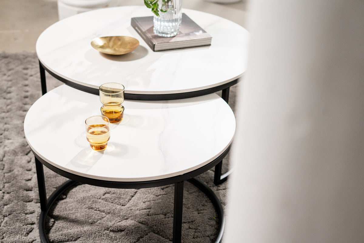 Snow Coffee Table Set Snow White Ceramic - image 8