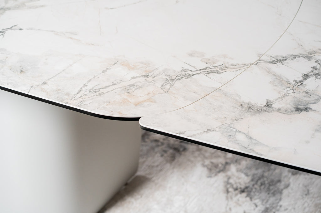 Messina Extension Dining Table Milan White Marble - image 4
