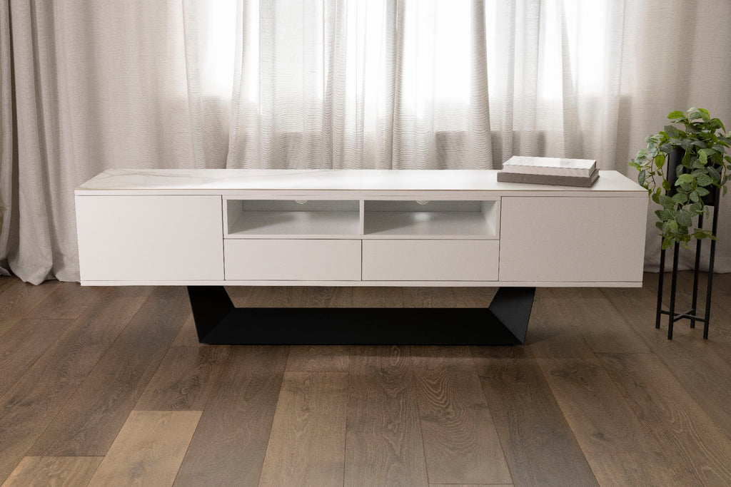 Symphony TV-Unit Marmo Ceramic / White MDF - image 3