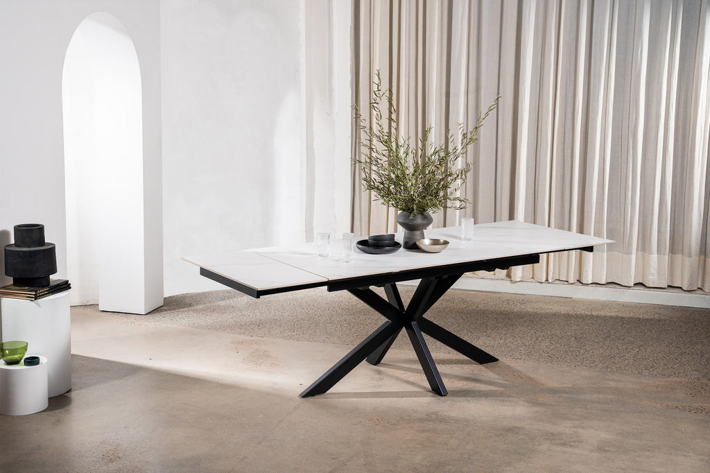 Newcastle Extension Dining Table Snow White Ceramic
