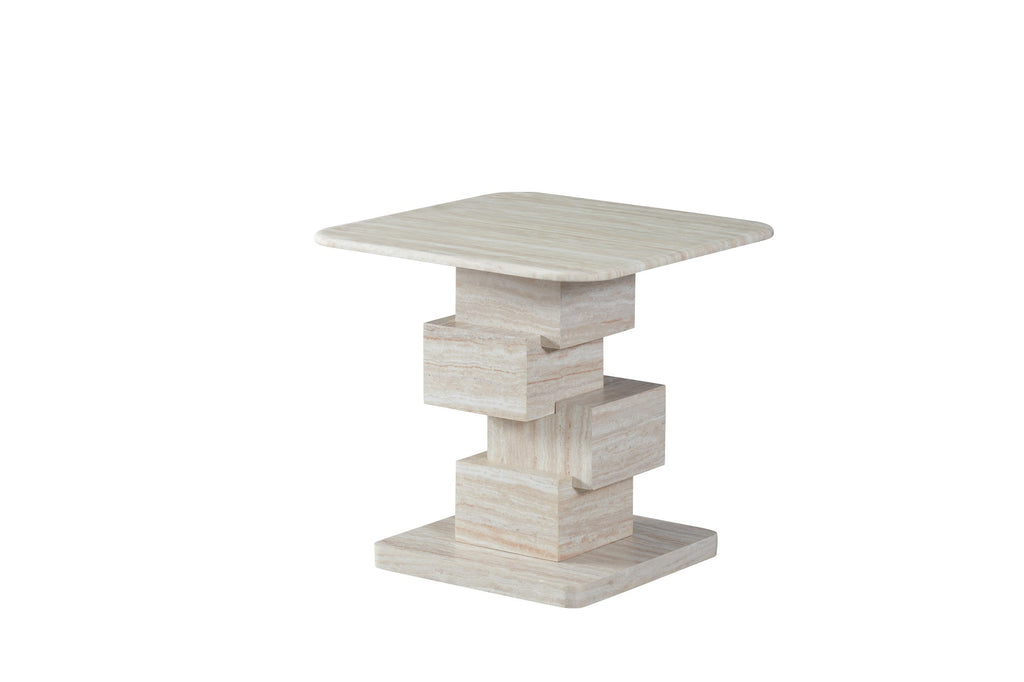 Eros Side Table White Travertine - image 2