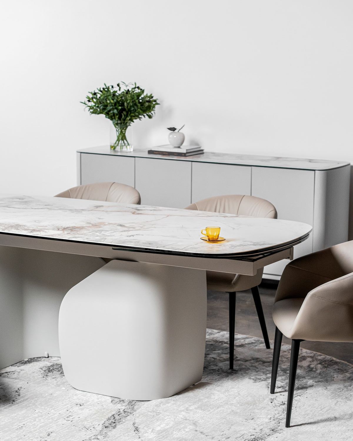 Messina Extension Dining Table Milan White Marble - image 20