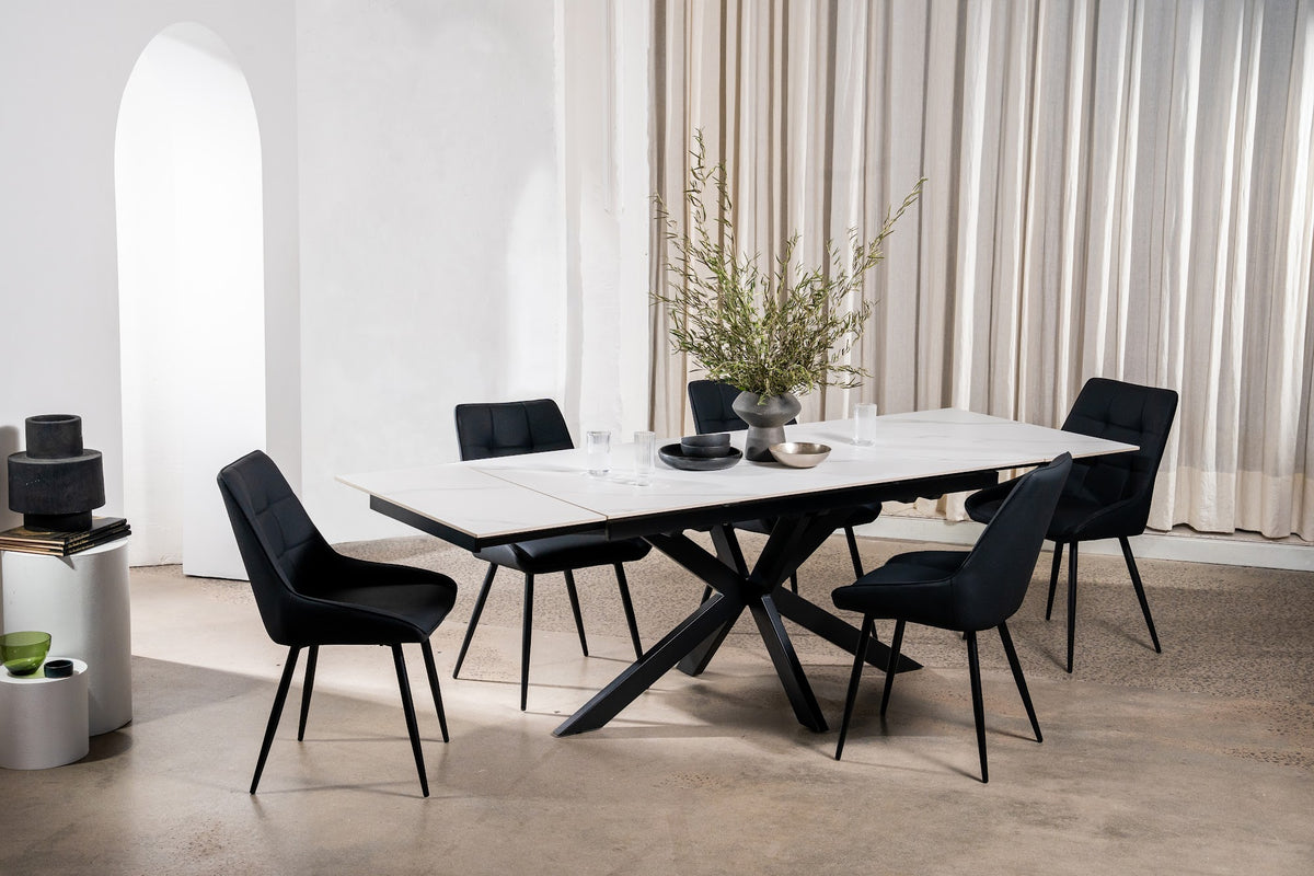 Newcastle Extension Dining Table Snow White Ceramic - image 18