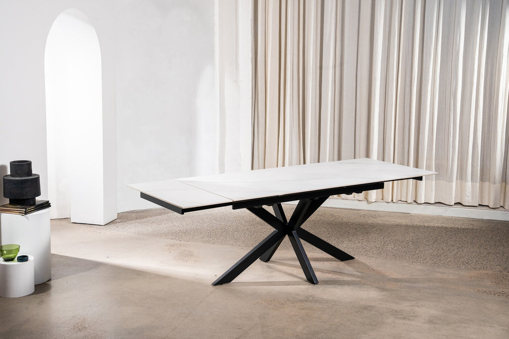 Newcastle Extension Dining Table Snow White Ceramic - image 2