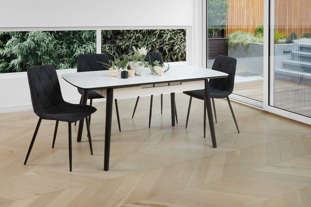 Mila Extension Dining Table Snow White Ceramic - image 14