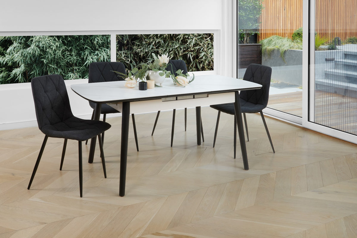 Mila Extension Dining Table Snow White Ceramic - image 14