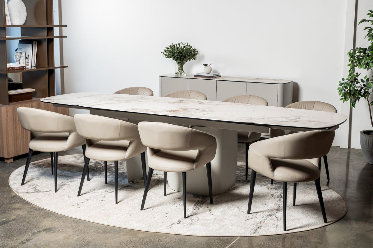 Messina Extension Dining Table Milan White Marble - image 9