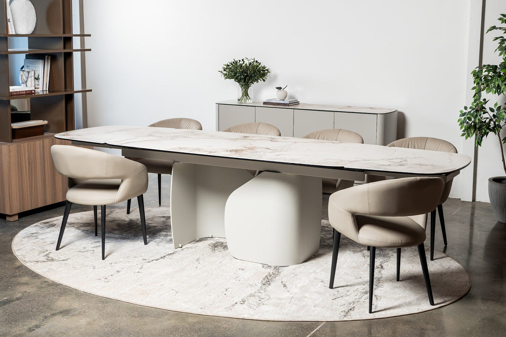 Messina Extension Dining Table Milan White Marble - image 8