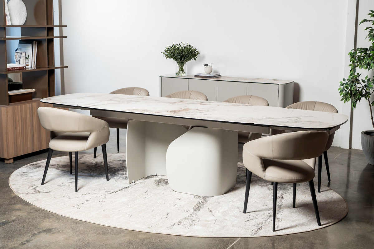 Messina Extension Dining Table Milan White Marble - image 8