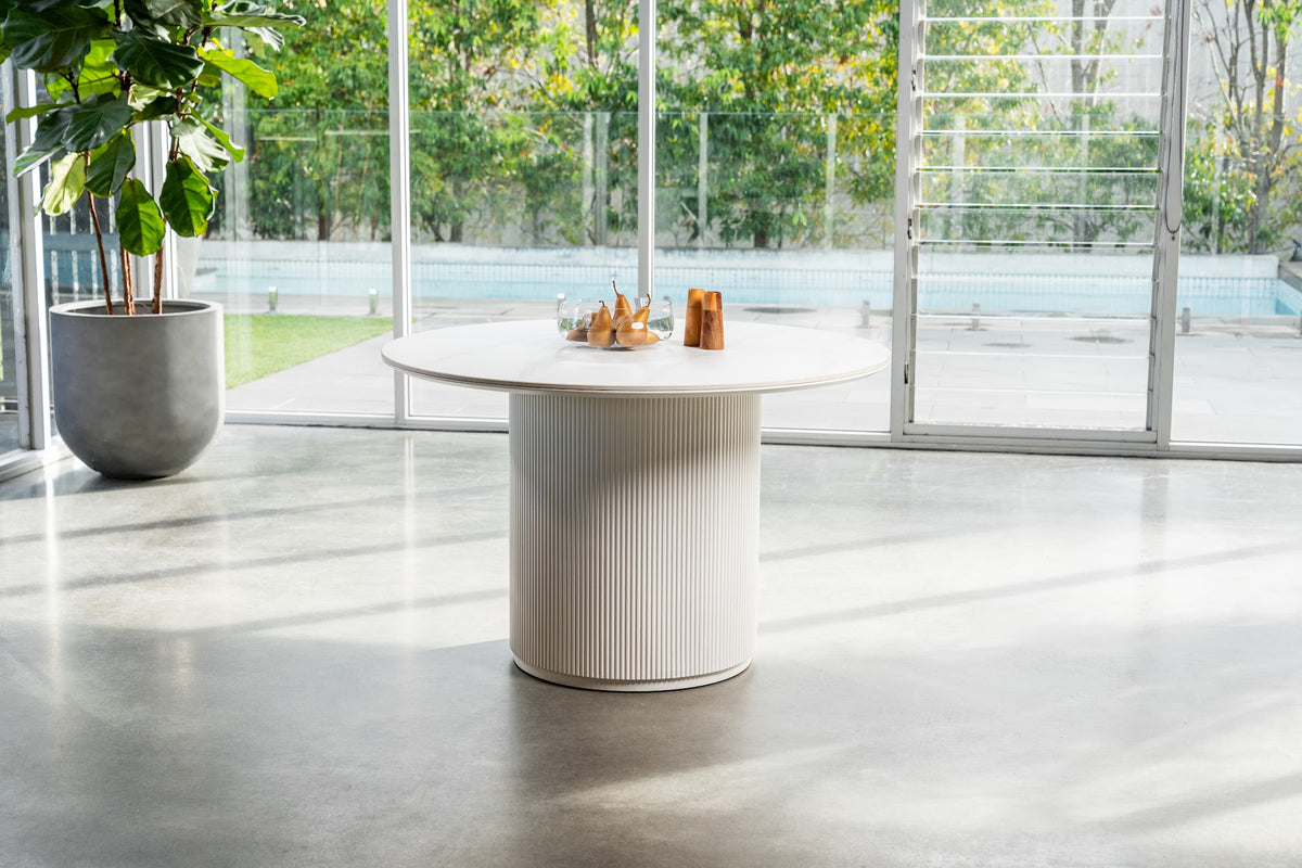 Windsor Dining Table Snow White Ceramic