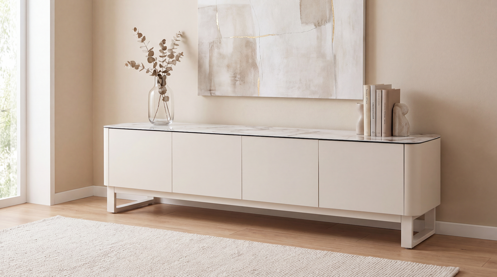 Messina TV Unit Milan White Marble - image 2