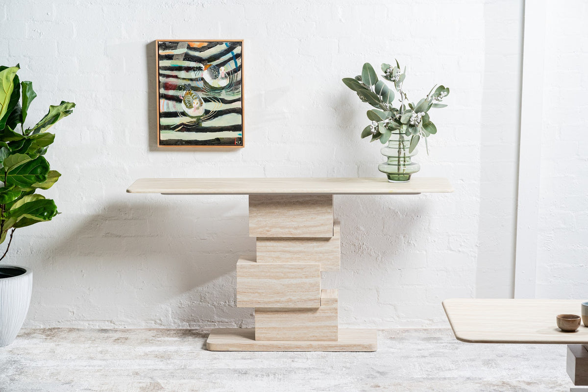 Eros Console Table White Travertine - image 4
