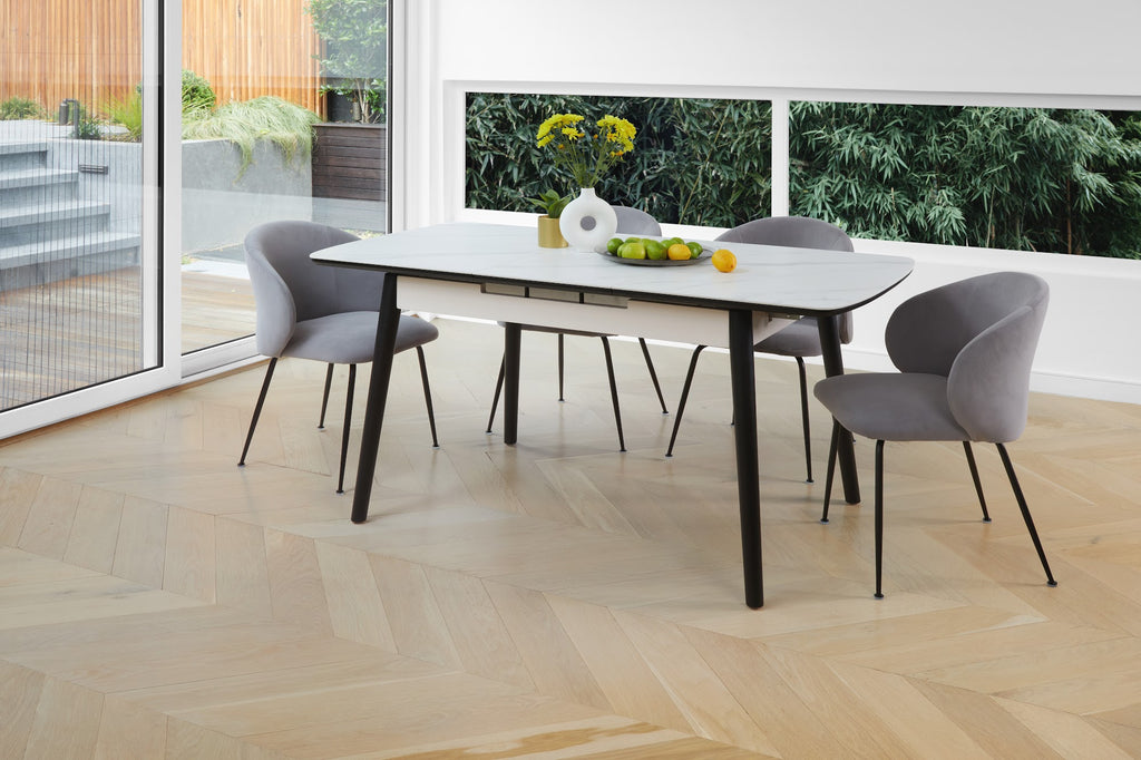 Mila Extension Dining Table Snow White Ceramic - image 13