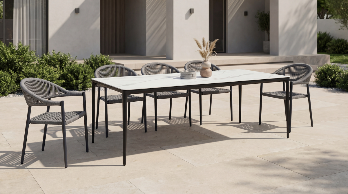 Magnate Outdoor Dining Table White Marble - image 6