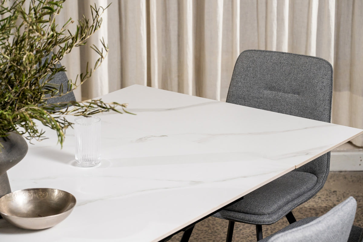 Newcastle Extension Dining Table Snow White Ceramic - image 6