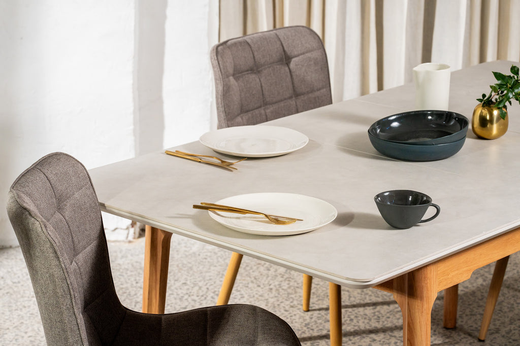 Norway Extension Dining Table Light Grey Ceramic - image 9