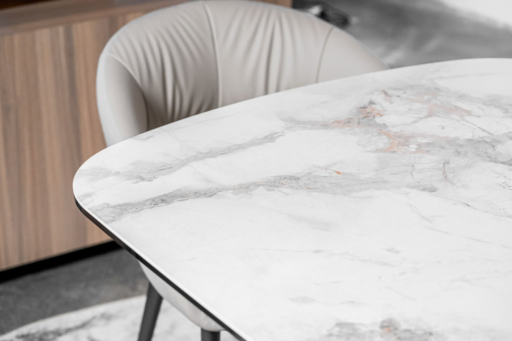 Messina Extension Dining Table Milan White Marble - image 14