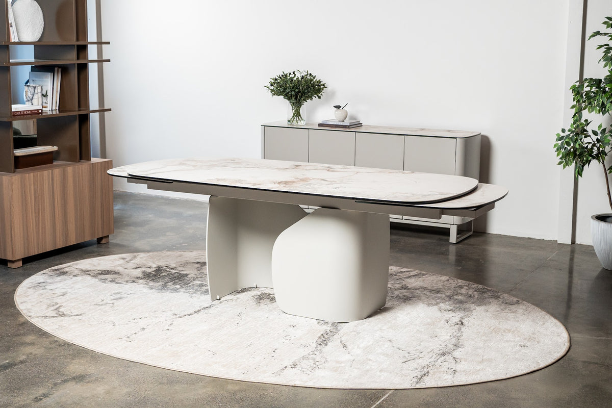 Messina Extension Dining Table Milan White Marble - image 2