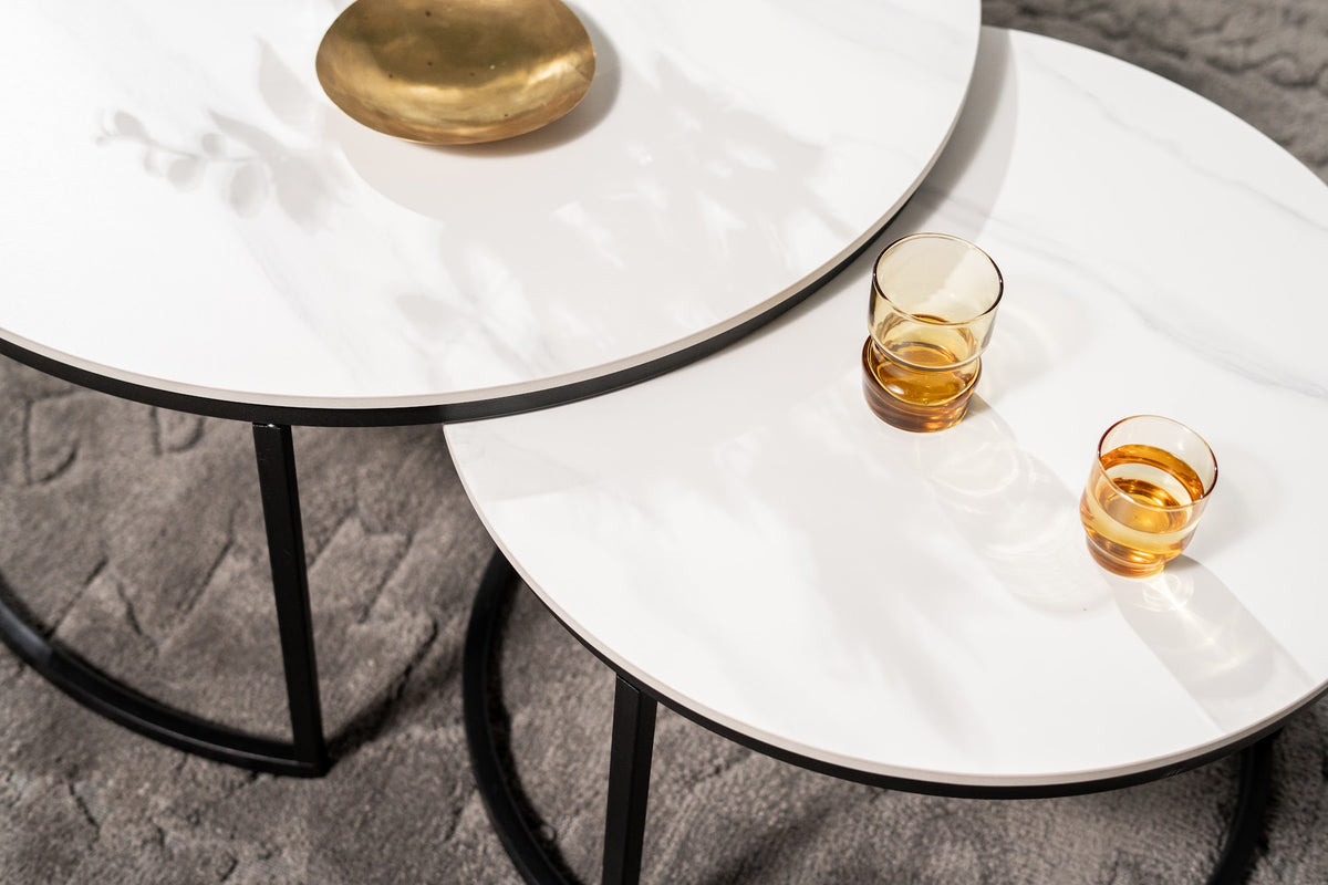 Snow Coffee Table Set Snow White Ceramic - image 6