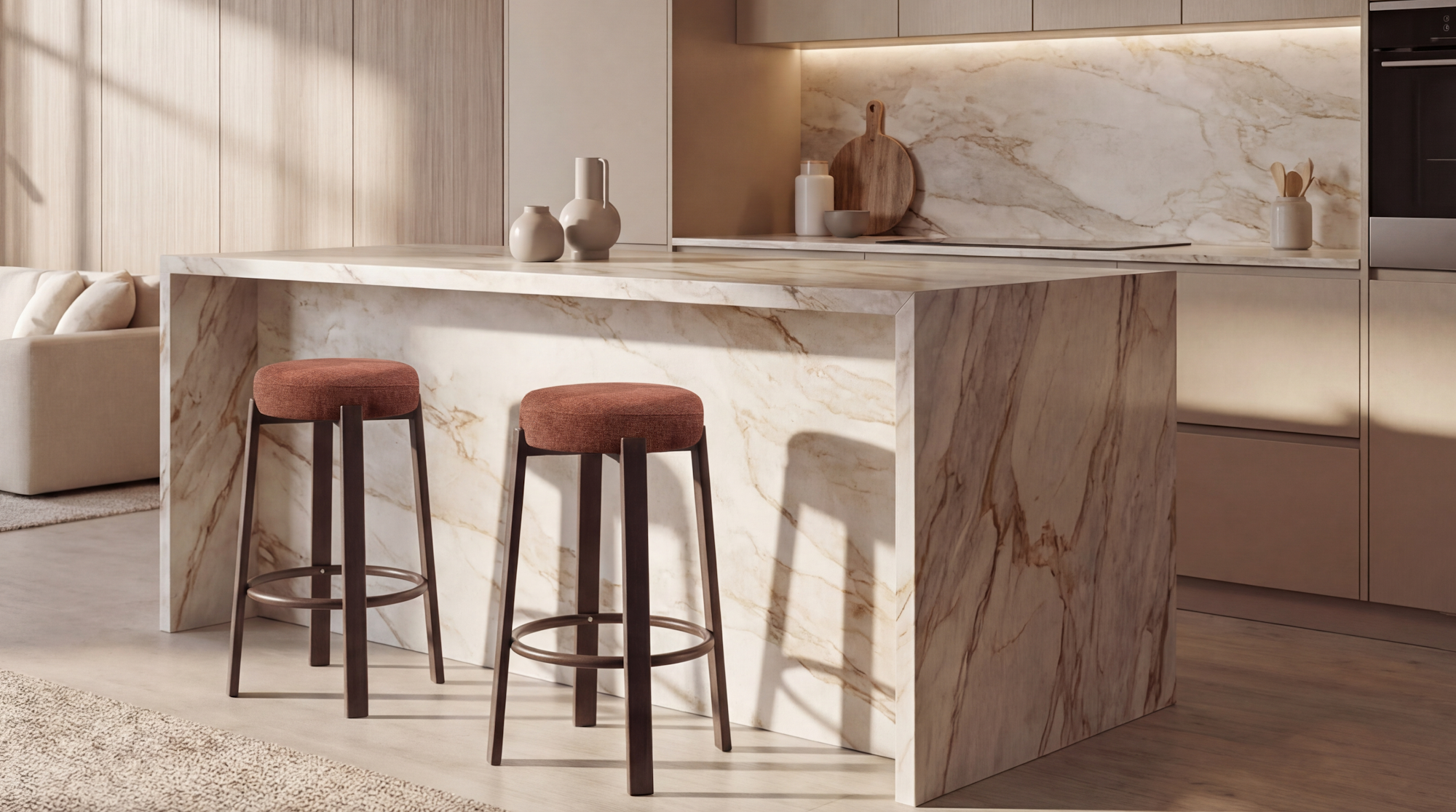 Bergen Bar Stool Rust / Walnut (Set of 2)