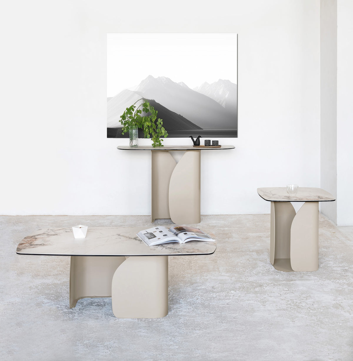 Messina Console Table Milan White Marble