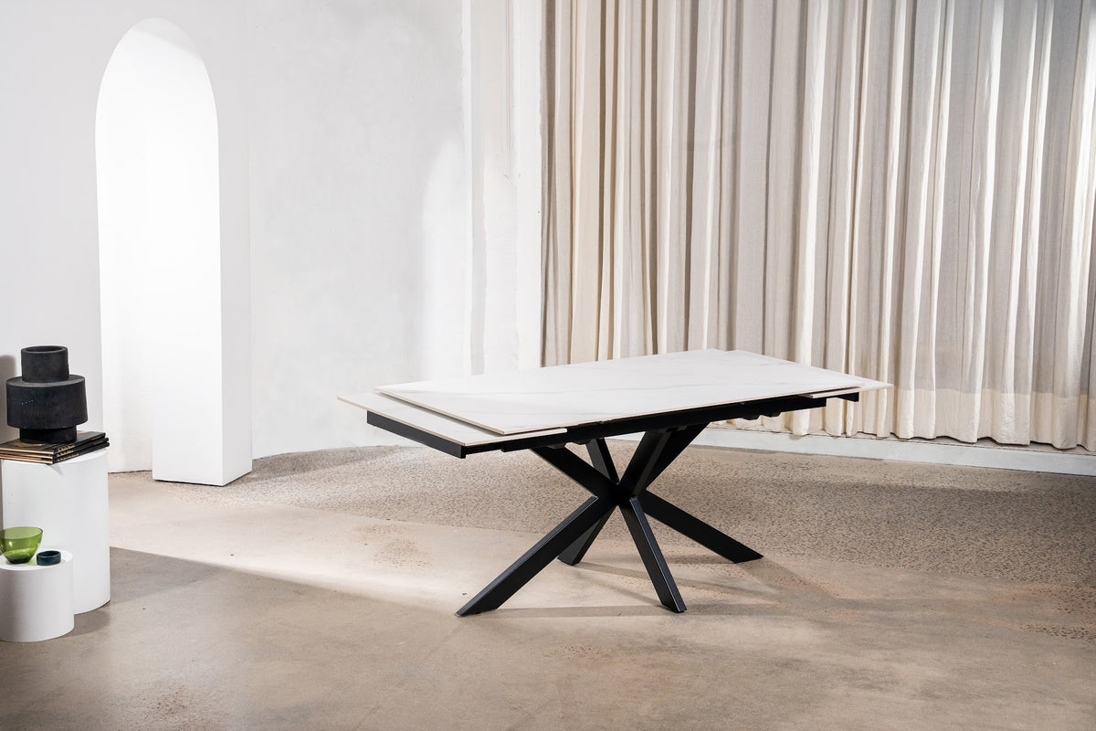 Newcastle Extension Dining Table Snow White Ceramic - image 3