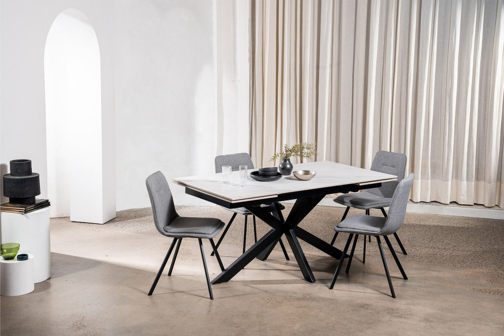 Newcastle Extension Dining Table Snow White Ceramic - image 17
