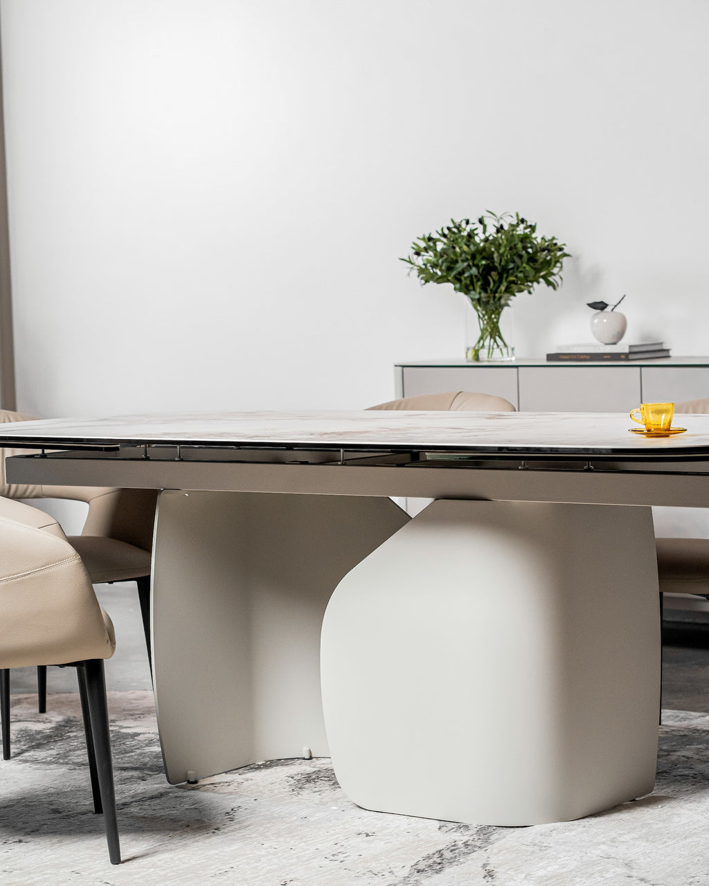 Messina Extension Dining Table Milan White Marble - image 16