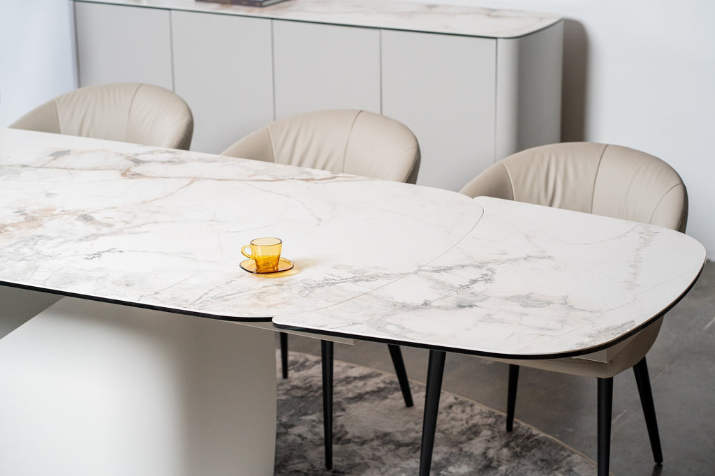 Messina Extension Dining Table Milan White Marble - image 17