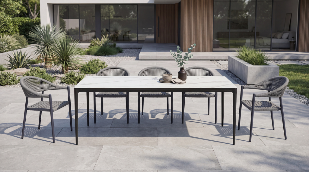 Magnate Outdoor Dining Table White Marble - image 5