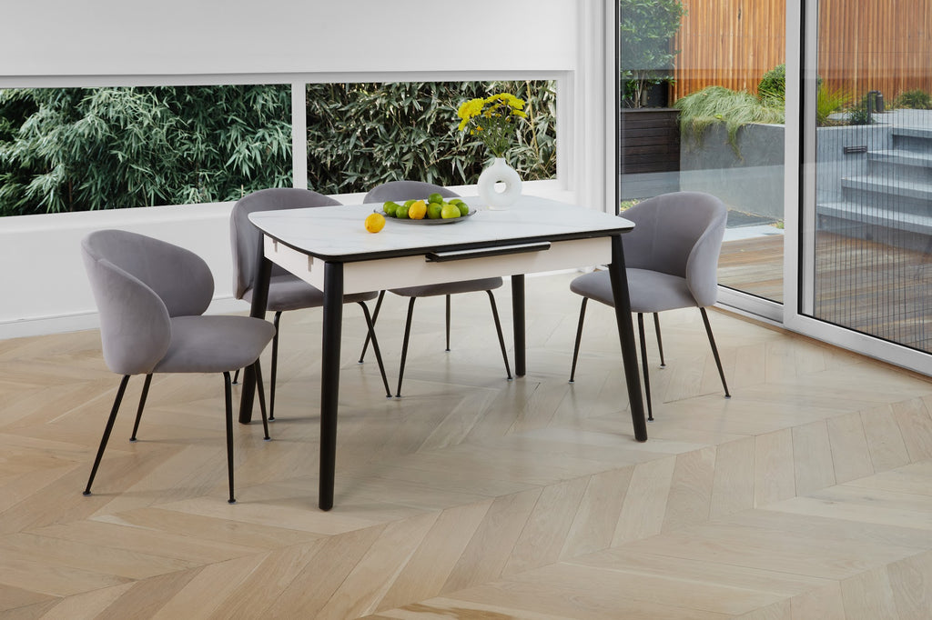 Mila Extension Dining Table Snow White Ceramic - image 12