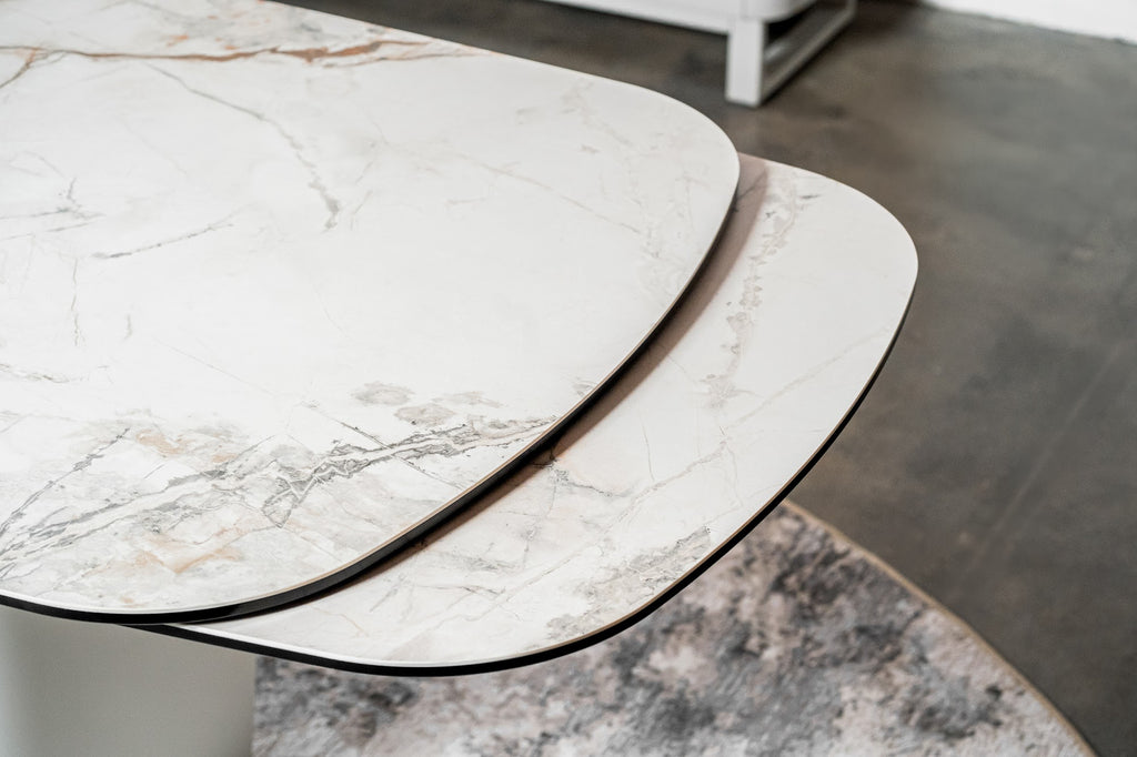 Messina Extension Dining Table Milan White Marble - image 3