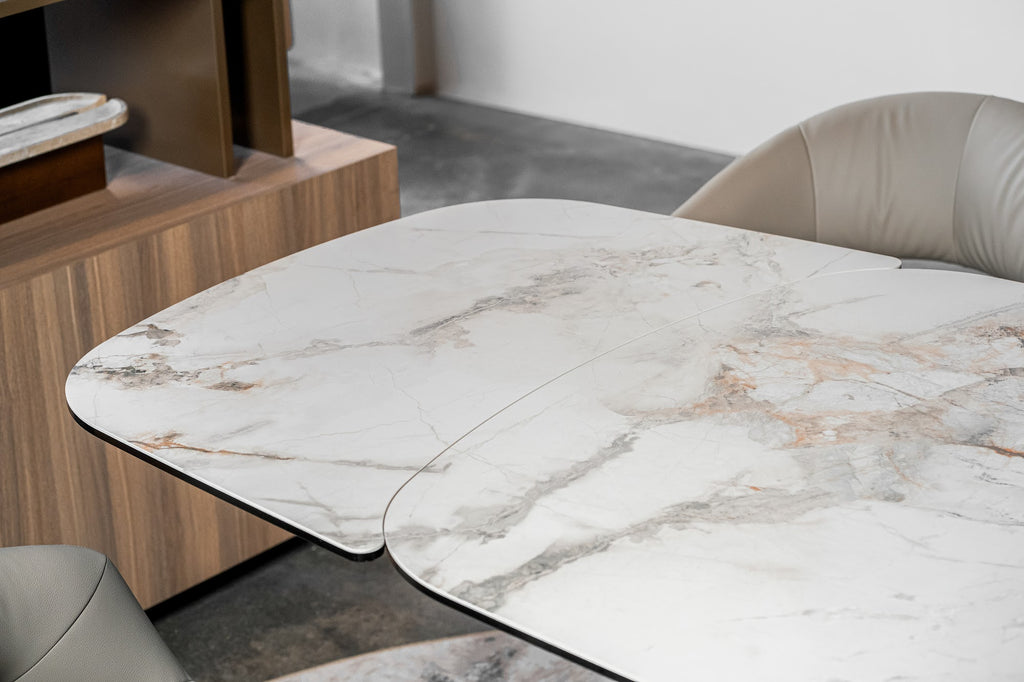 Messina Extension Dining Table Milan White Marble - image 19
