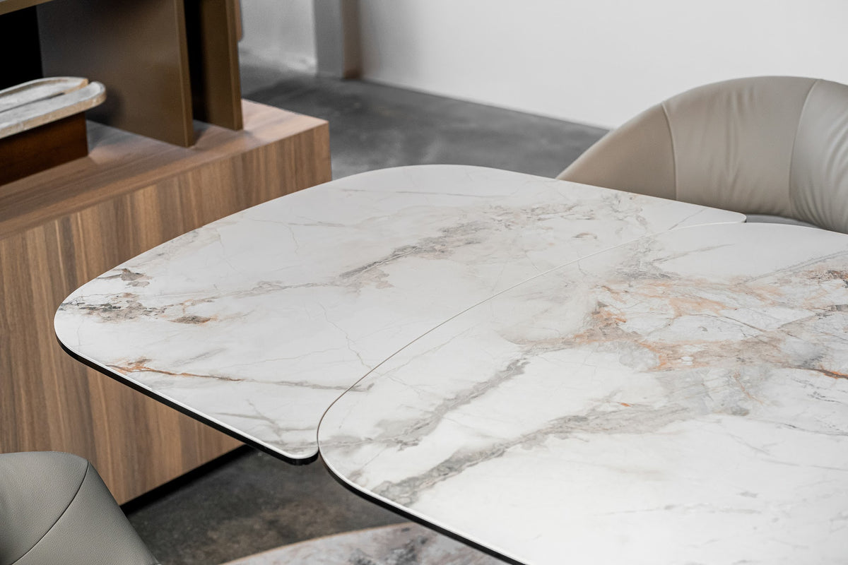 Messina Extension Dining Table Milan White Marble - image 19
